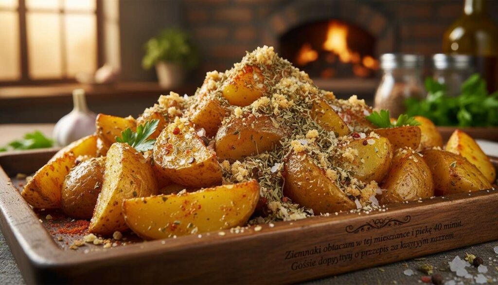 Ziemniaki obtaczam w tej mieszance i piekę 40 minut. Goście dopytują o przepis za każdym razem